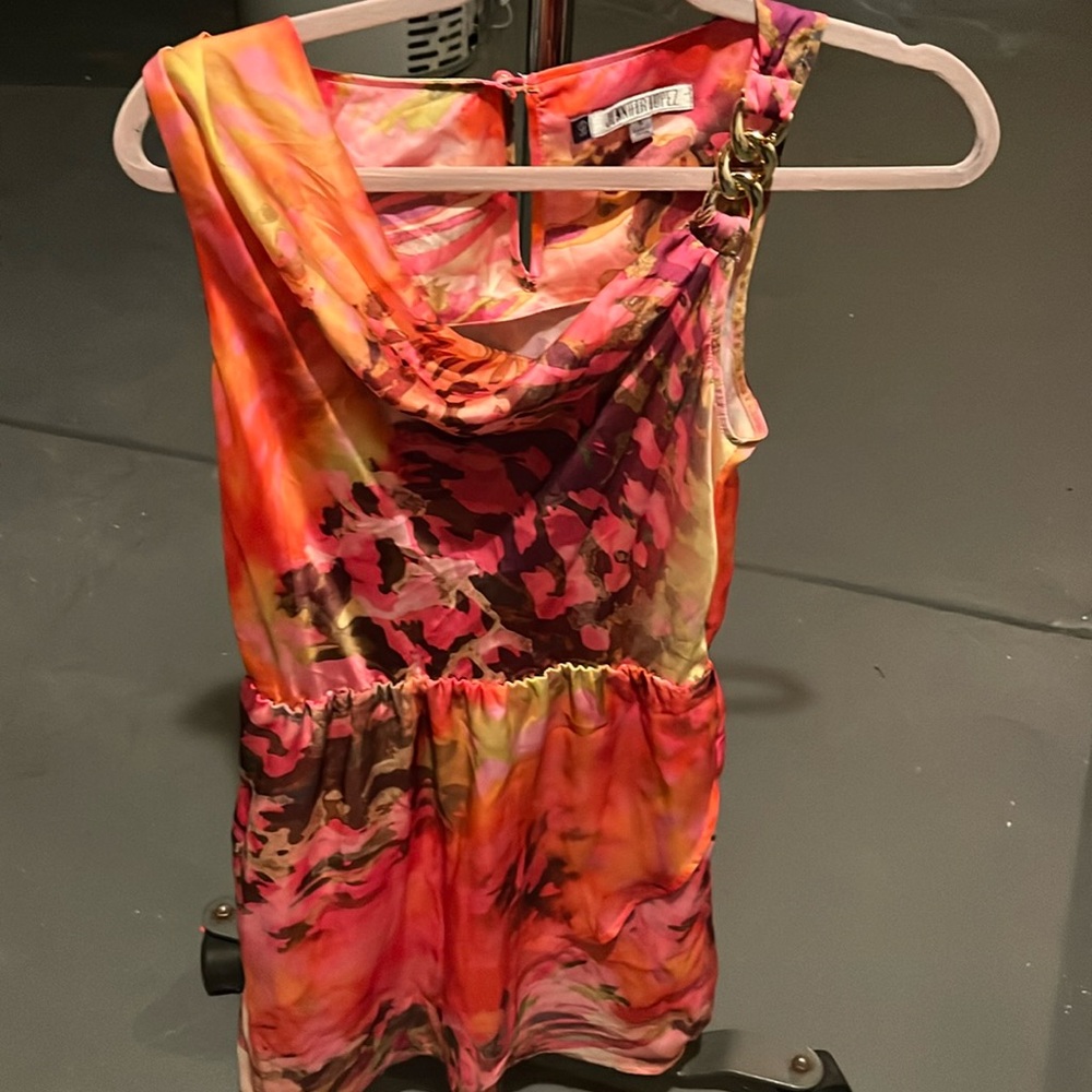Pastel print, silk dress gently worn